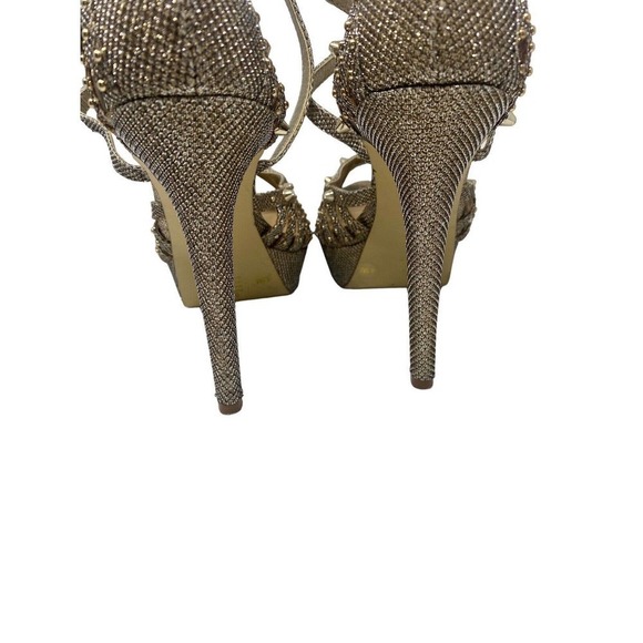 GIANNI Bini Gold Spike Stud Platform Caged Heels Size 8.5 M - Picture 7 of 11